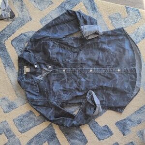 Lucky Brand Blue Camo Button-Down Shirt Women's Small
